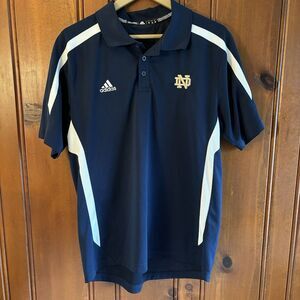 Notre Dame Adidas ClimaLite Navy Embroidered Logo Short Sleeve Polo Shirt Medium